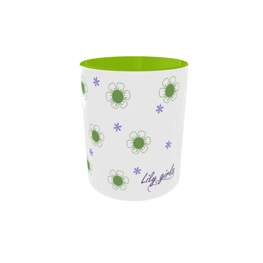 Bote de lápices de cerámica Lily Girls con patrón de margaritas en colores pastel. Diseño floral dulce para organizar el escritorio o tocador.