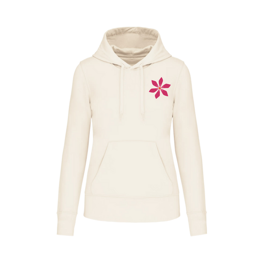 Sudadera con bolsillo - mujer- Flor fuxia