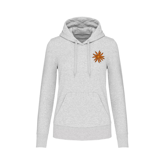 Sudadera con bolsillo - mujer-Flor naranja