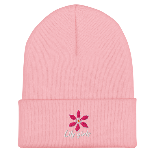 Gorro de Lana "Lily Girls" con Flor Rosa Bordada