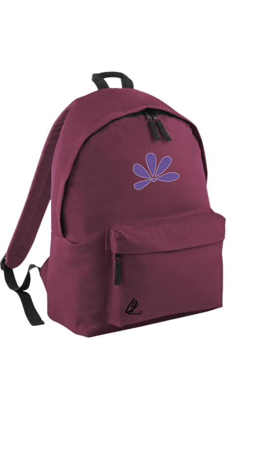 Mochila Teen de Lily Girls, color burdeos, con detalle floral . Perfecta para adolescentes y el instituto.