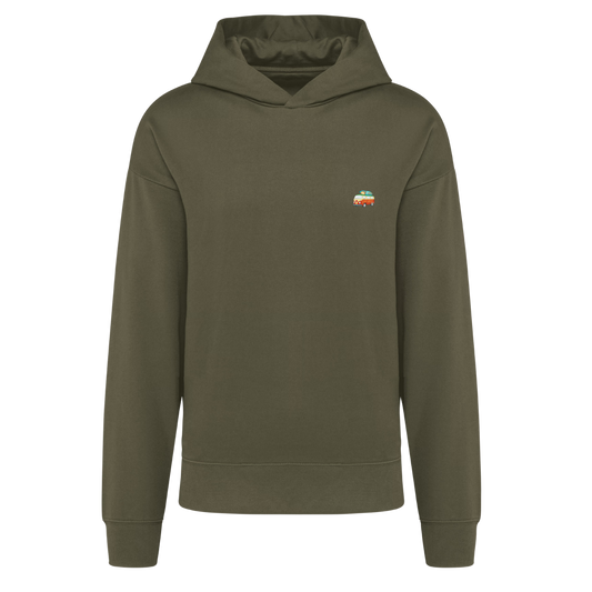 Sudadera Oversize con Capucha "Home & Waves" - Verde Caqui