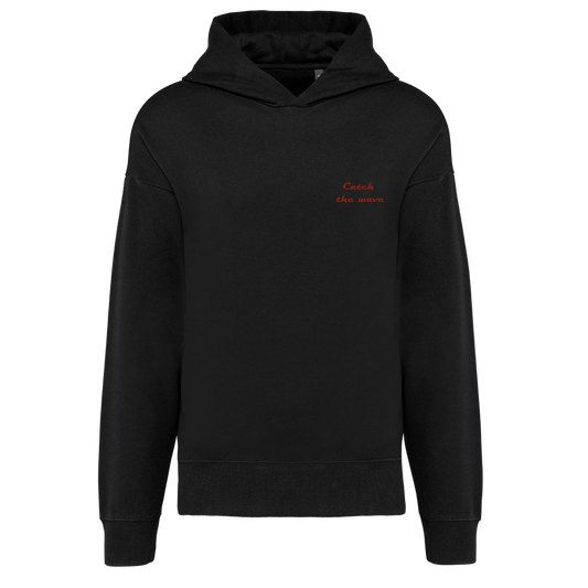 Sudadera Oversize con Capucha "Catch the wave" - Negro