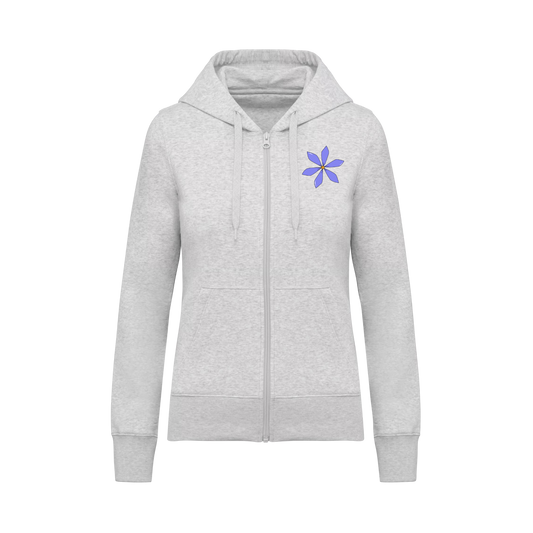 Sudadera con cremallera - mujer- Flor morada