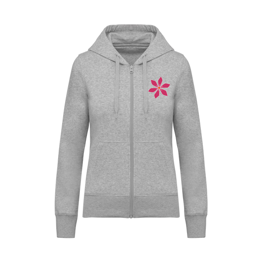 Sudadera con cremallera - mujer- Flor fuxia