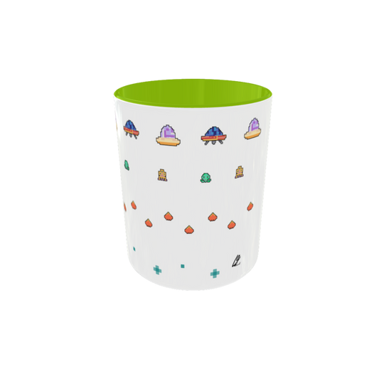 Bote de lápices de cerámica Lily Girls con diseño temático de videojuegos. Organizador de escritorio.