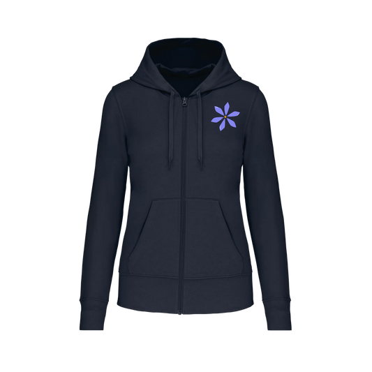 Sudadera con cremallera - mujer- Flor morada