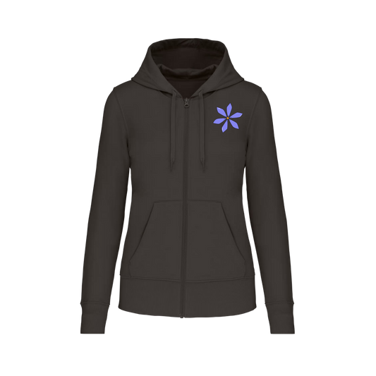 Sudadera con cremallera - mujer- Flor morada
