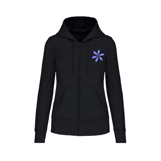 Sudadera con cremallera - mujer- Flor morada