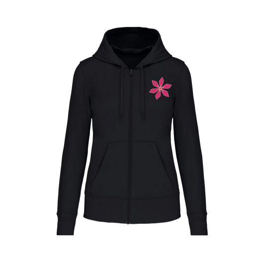 Sudadera con cremallera - mujer- Flor fuxia