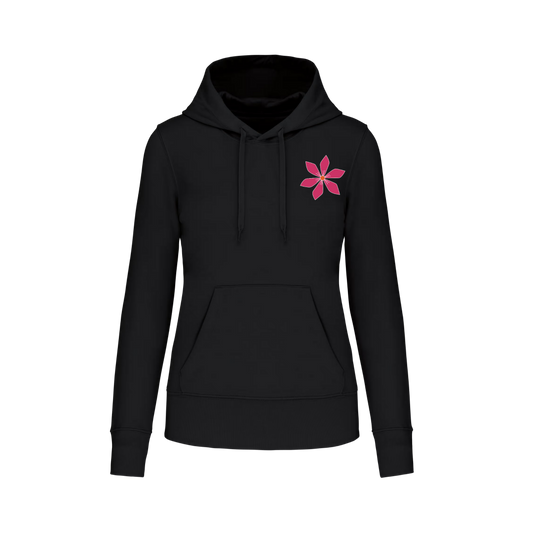 Sudadera con bolsillo - mujer- Flor fuxia