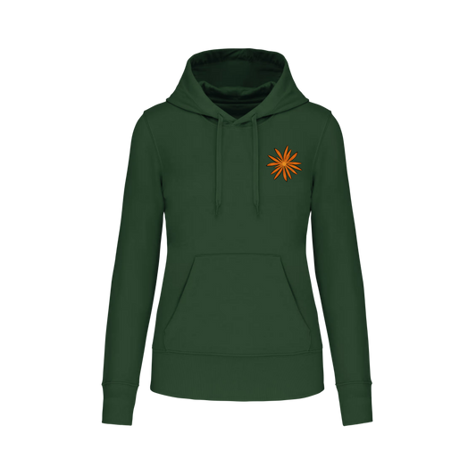 Sudadera con bolsillo - mujer-Flor naranja