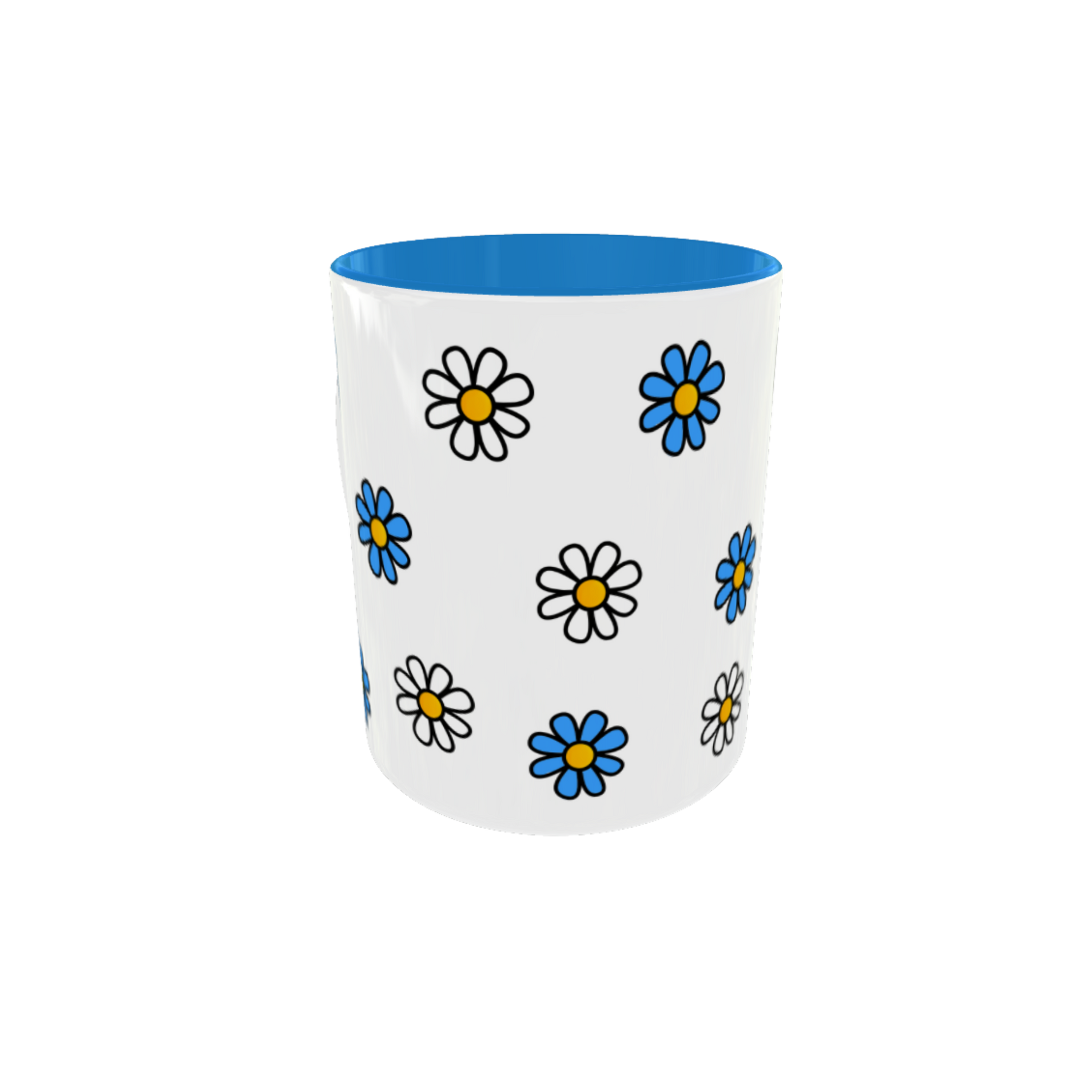 Bote de lápices de cerámica Lily Girls con patrón de margaritas en colores pastel. Diseño floral dulce para organizar el escritorio o tocador.