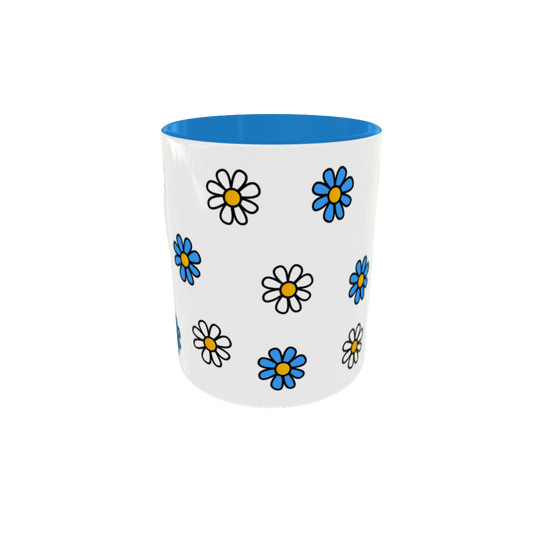 Bote de lápices de cerámica Lily Girls con patrón de margaritas en colores pastel. Diseño floral dulce para organizar el escritorio o tocador.