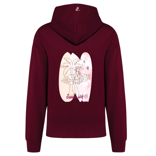 Sudadera Oversize con Capucha "Summer Surf" - Granate