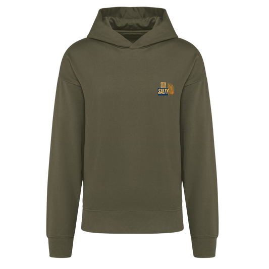 Sudadera Oversize con Capucha "Stay Salty" - Verde Caqui