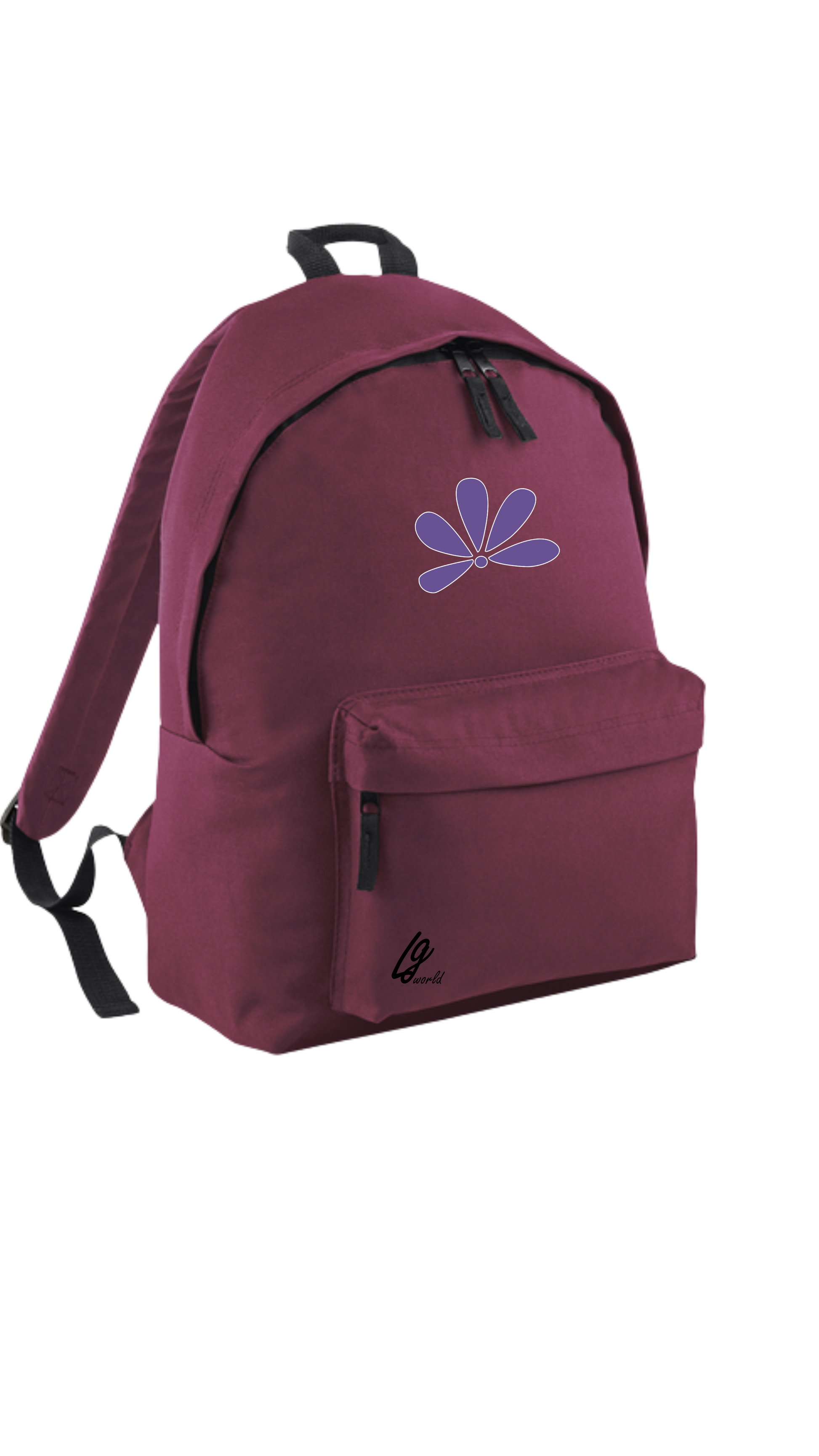 Mochila Teen de Lily Girls, color burdeos, con detalle floral . Perfecta para adolescentes y el instituto.