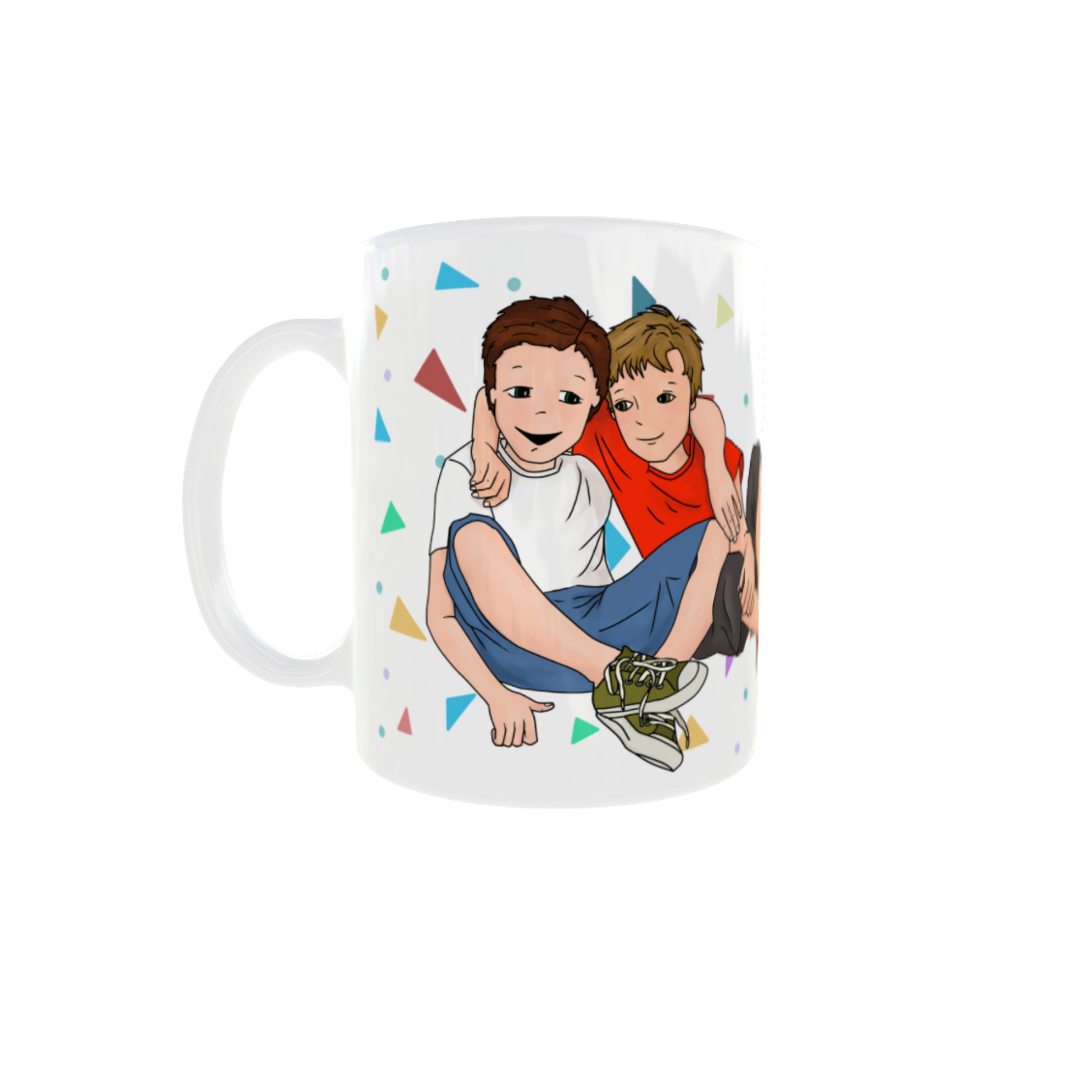 aza de cerámica de Lily Girls con el dibujo de dos personajes amigos celebrando la amistad. Diseño dulce y bonito